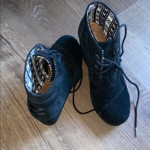 Black Suede Lace-Up Ankle Boots